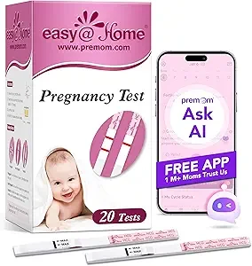 Easy@Home Pregnancy Test Strips Kit, 20 Pack Early Detection hCG Tests - Bulk Pregnancy Strips - Powered by Premom APP