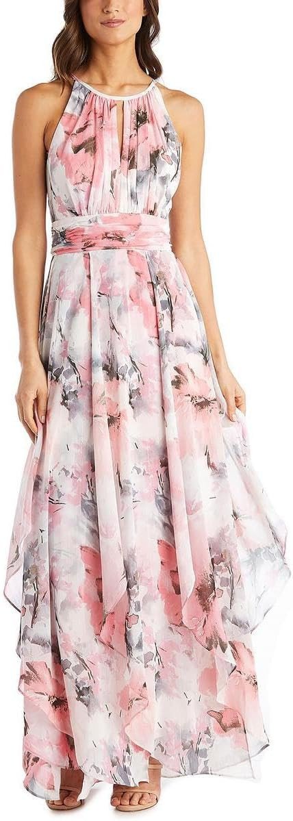 R&M Richards Womens Metallic Maxi Maxi Dress