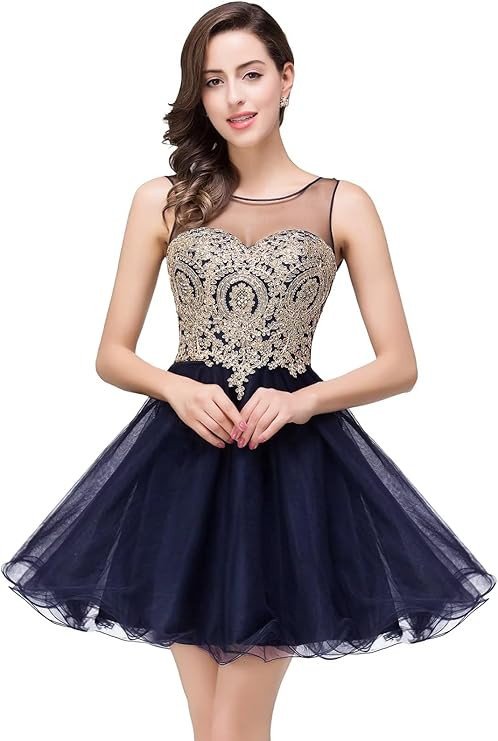MisShow 2024 Women's Cocktail Dresses Crystals Applique Short Prom Homecoming Dresses