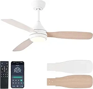 Ceiling Fans with Light and Remote Control, 42'' White Modern Ceiling Fan with Light, Dual-Sided Blades Ceiling Fan Light with Reversible Motor, 6 Speed for Living Room, Bedroom, Kitchen