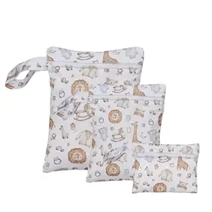 3 Set Wet Bag Storage Bag Zipper Waterproof Washable Travel Bags, Beach, Pool, Gym Bag for Cloth Diaper, Swimsuits & Wet Clothes (EF545)