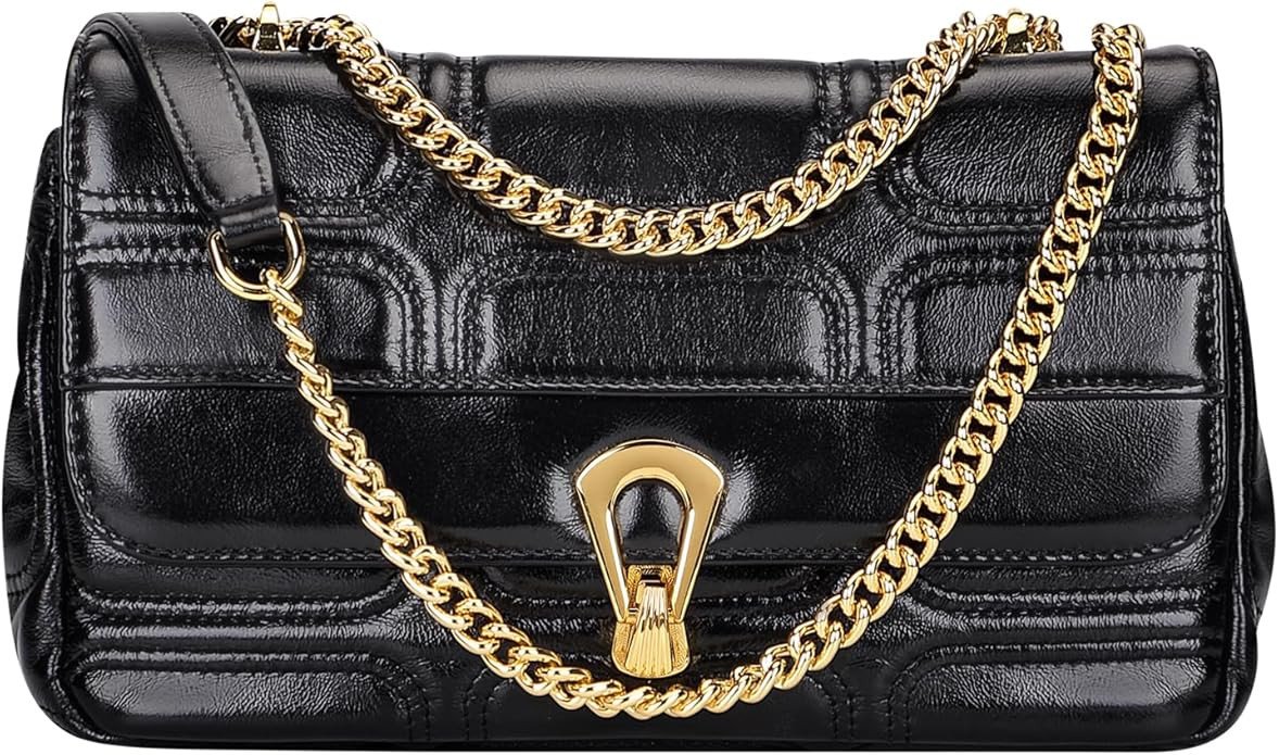 Over Earth Quilted Leather Crossbody Bags for Women Designer Trendy Shoulder Bag Small Chain Purse